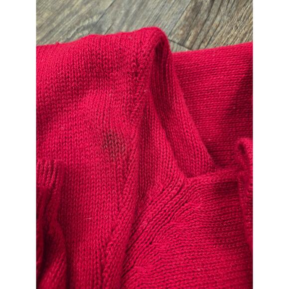 Tiara International Vintage Christmas Holiday Full Zip Sweater Red Cardigan Smal - Picture 9 of 9